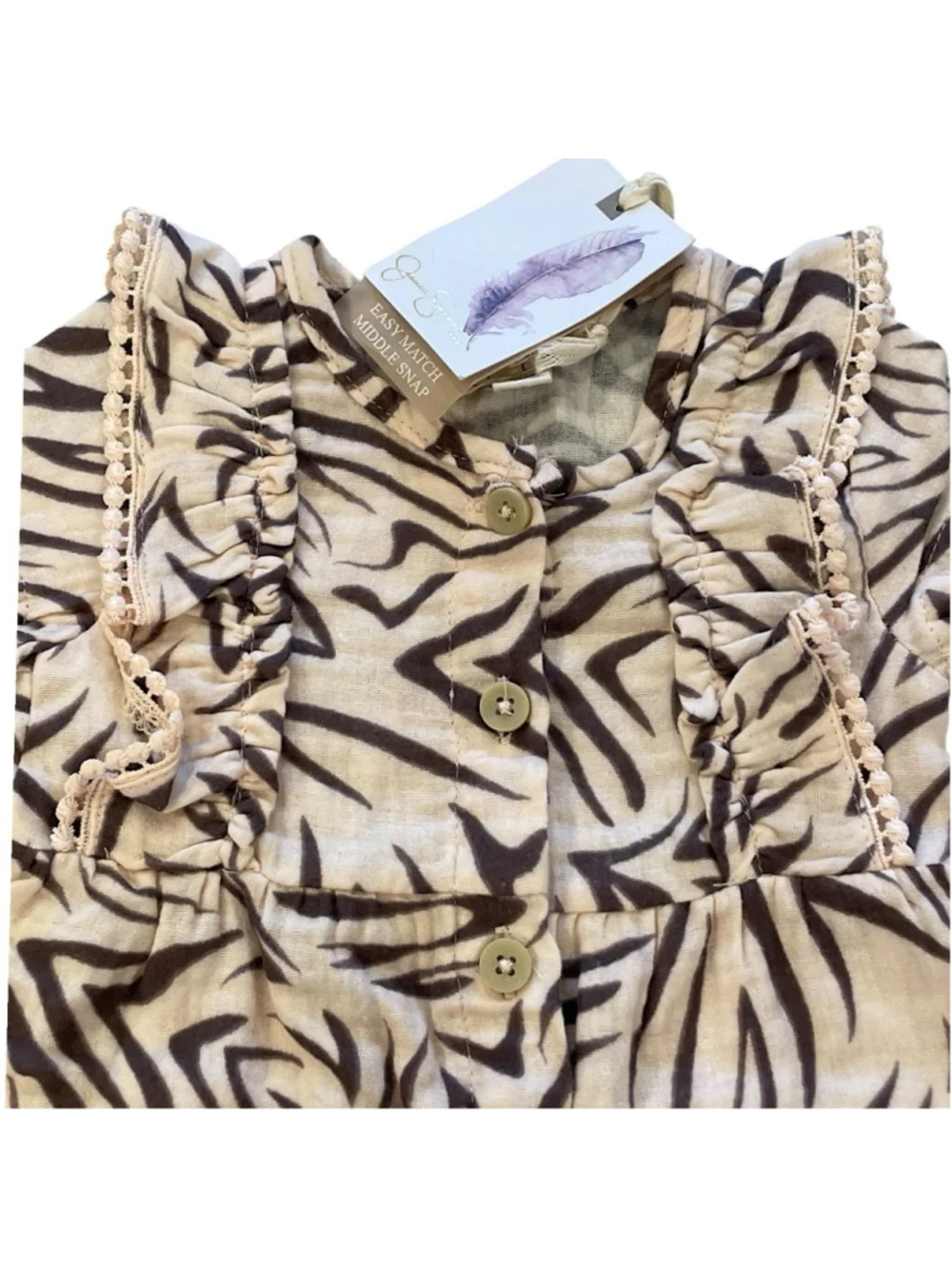 Jessica Simpson Girls Size 12 Month Zebra Print One Piece Romper Coverall NWT
